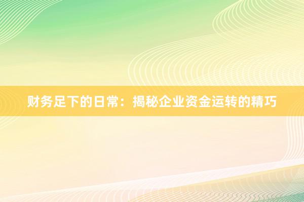 财务足下的日常：揭秘企业资金运转的精巧
